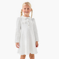 Juniors Collared Long Sleeves Dress with Bow Accent-undefined-image-1