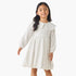 Juniors Peter Pan Collar Long Sleeves Balloon Dress with Embellished Detail - White / 1-2 yrs