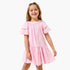 Juniors Round Neck Short Sleeves A-line Dress with Floral Embroidery - Pink / 1-2 yrs