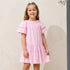 Juniors Round Neck Short Sleeves A-line Dress with Floral Embroidery - Pink / 3-4 yrs