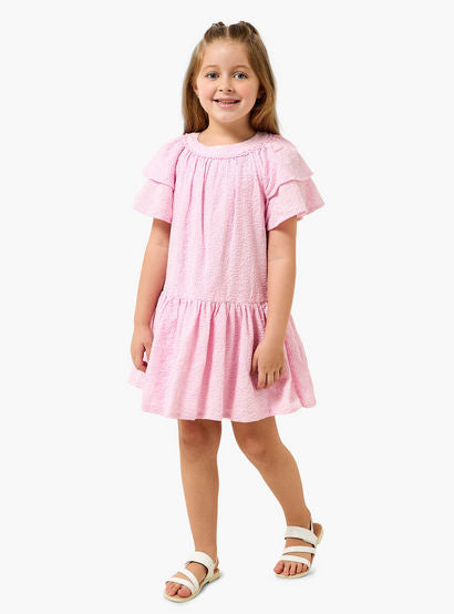 Juniors Round Neck Short Sleeves A-line Dress with Floral Embroidery-girls-clothing-dressesandjumpsuits-image-2