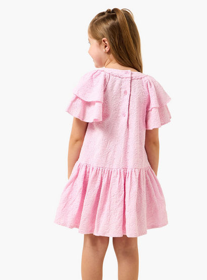 Juniors Round Neck Short Sleeves A-line Dress with Floral Embroidery-girls-clothing-dressesandjumpsuits-image-5