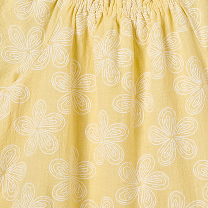 Juniors Square Neck Short Sleeves Knee Length Dress with Floral Print
