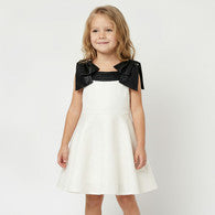 Juniors Square Neck Sleeveless Dress with Bow Accent-undefined-image-1