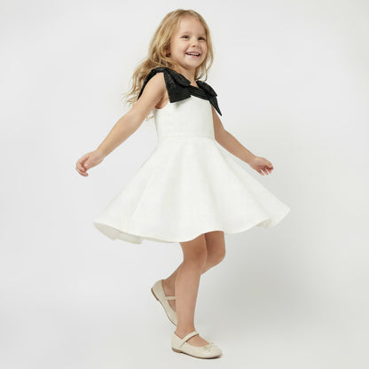 Juniors Square Neck Sleeveless Dress with Bow Accent
