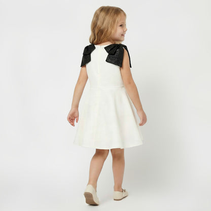 Juniors Square Neck Sleeveless Dress with Bow Accent