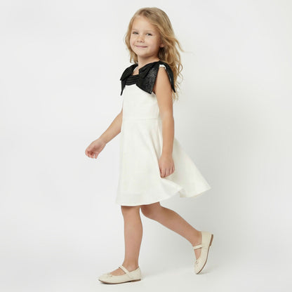 Juniors Square Neck Sleeveless Dress with Bow Accent