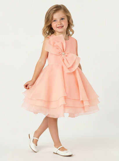 Juniors Round Neck Sleeveless Dress with Bow Accent-girls-clothing-dressesandjumpsuits-image-2