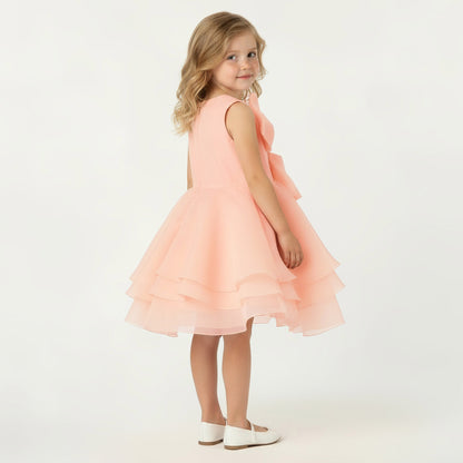 Juniors Round Neck Sleeveless Dress with Bow Accent