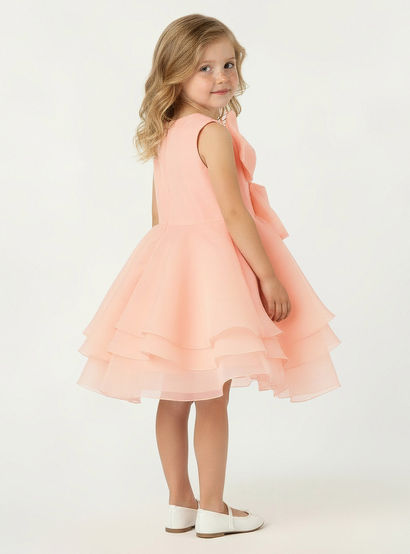 Juniors Round Neck Sleeveless Dress with Bow Accent-girls-clothing-dressesandjumpsuits-image-3