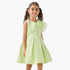 Juniors Round Neck Sleeveless Dress with Floral Accent - Green / 1-2 yrs
