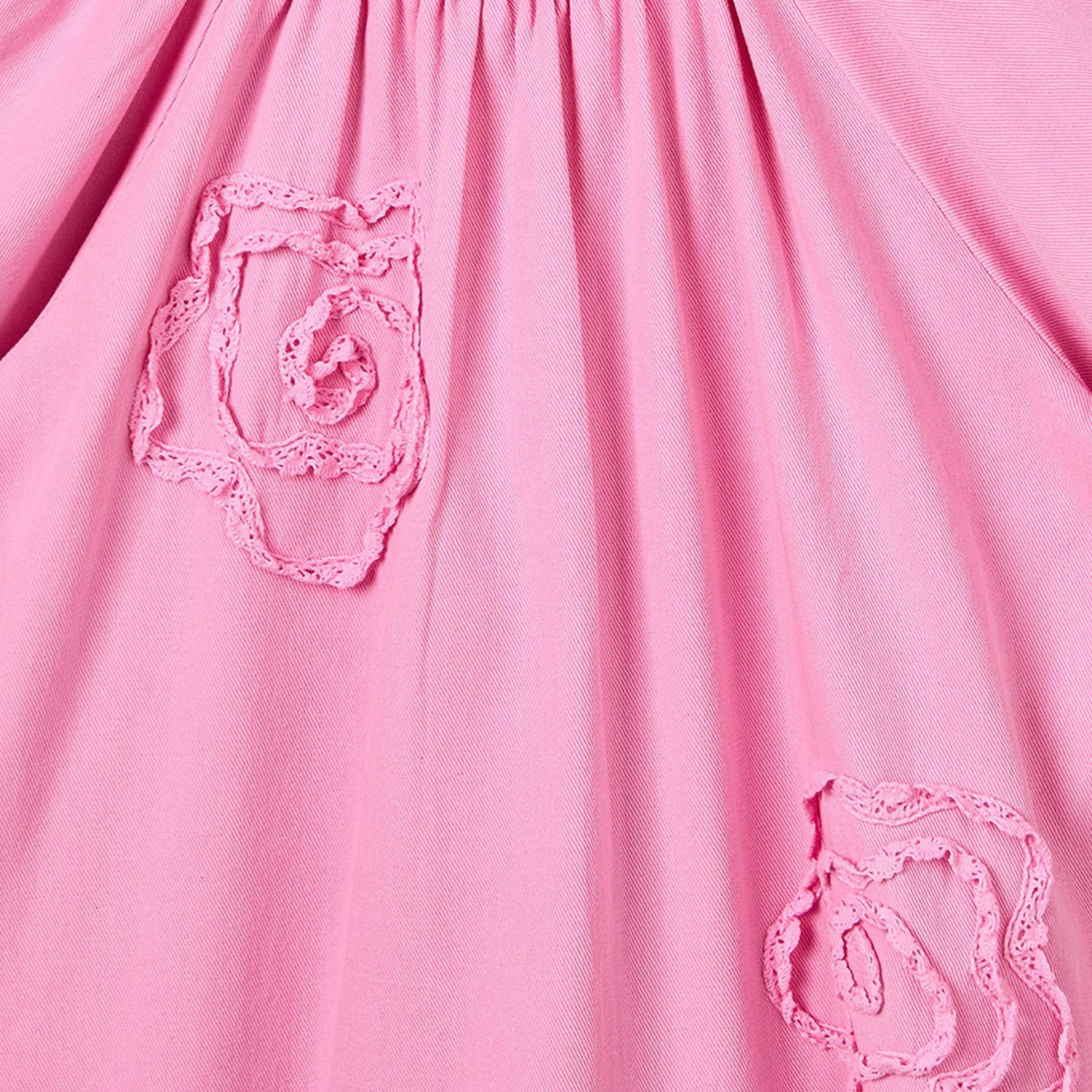 Juniors Round Neck Short Sleeves Knee Length Drop Waist Dress with Floral Lace Detail