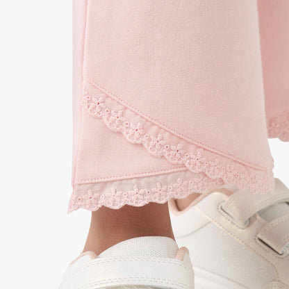 Juniors Hooded Long Sleeves Sweatshirt and Track Pants Set with Lace Trim