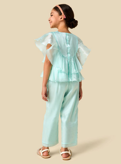 Juniors Crew Neck Sleeveless Top and Pants Set with Ruffle Detail-baby-girls-clothing-setsandcoords-image-4