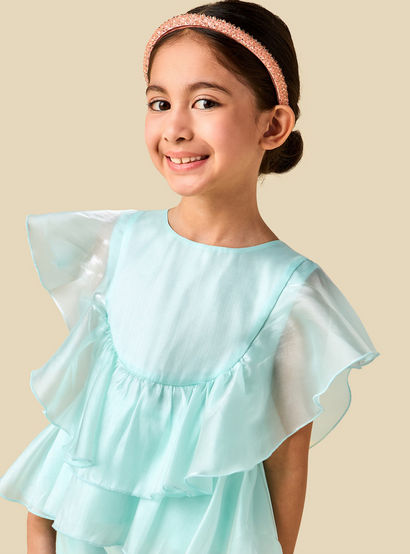Juniors Crew Neck Sleeveless Top and Pants Set with Ruffle Detail-baby-girls-clothing-setsandcoords-image-7