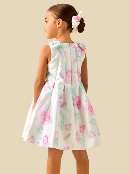 Juniors Round Neck Sleeveless Dress with Floral Print-girls-clothing-dressesandjumpsuits-image-4