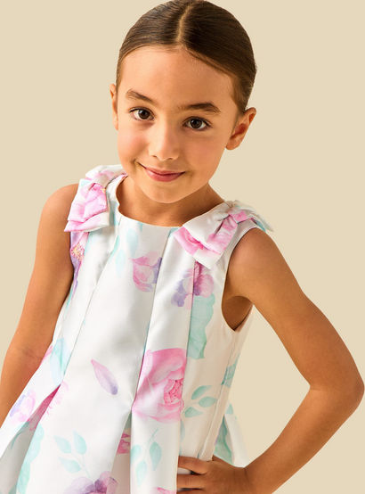 Juniors Round Neck Sleeveless Dress with Floral Print-girls-clothing-dressesandjumpsuits-image-5