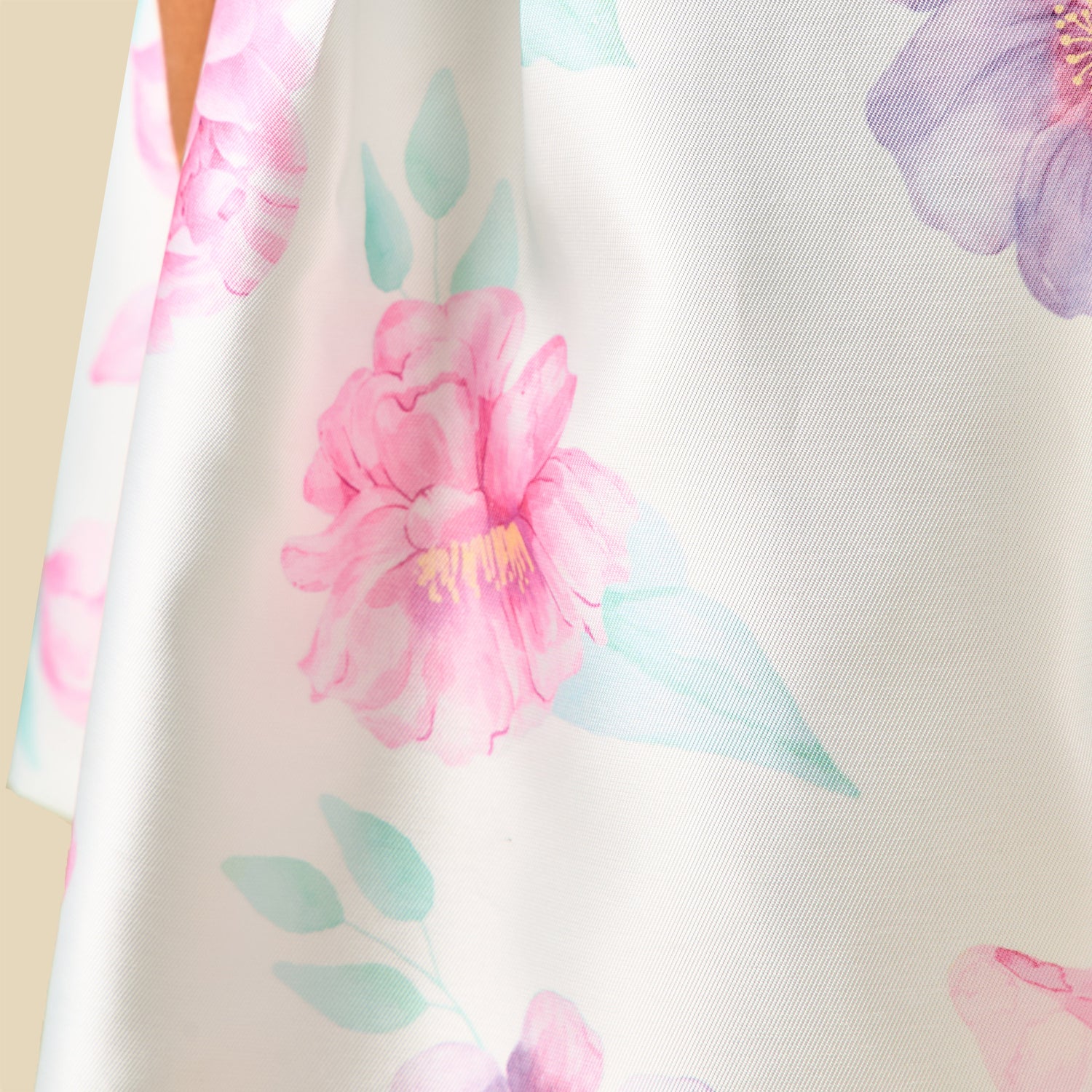 Juniors Round Neck Sleeveless Dress with Floral Print