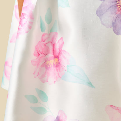 Juniors Round Neck Sleeveless Dress with Floral Print