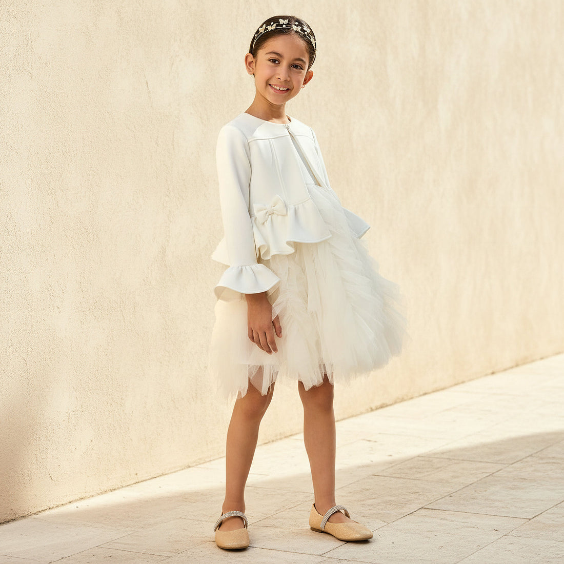 Juniors Round Neck Sleeveless Dress with Peplum Jacket