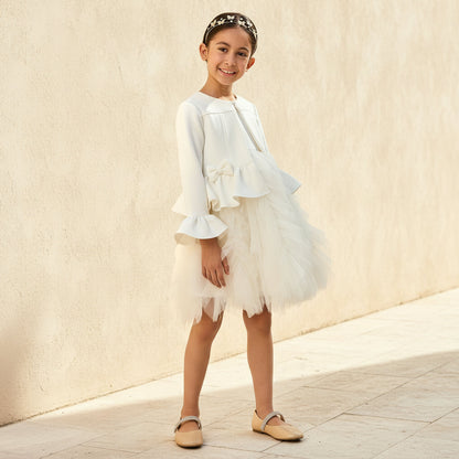Juniors Round Neck Sleeveless Dress with Peplum Jacket