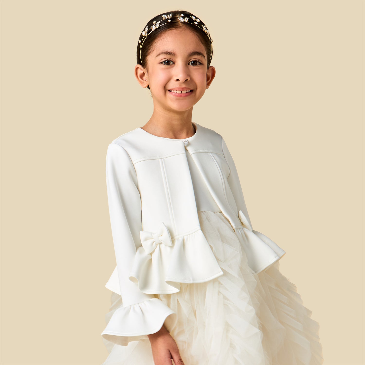 Juniors Round Neck Sleeveless Dress with Peplum Jacket
