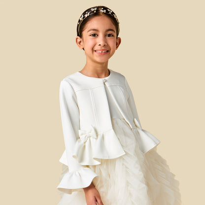 Juniors Round Neck Sleeveless Dress with Peplum Jacket