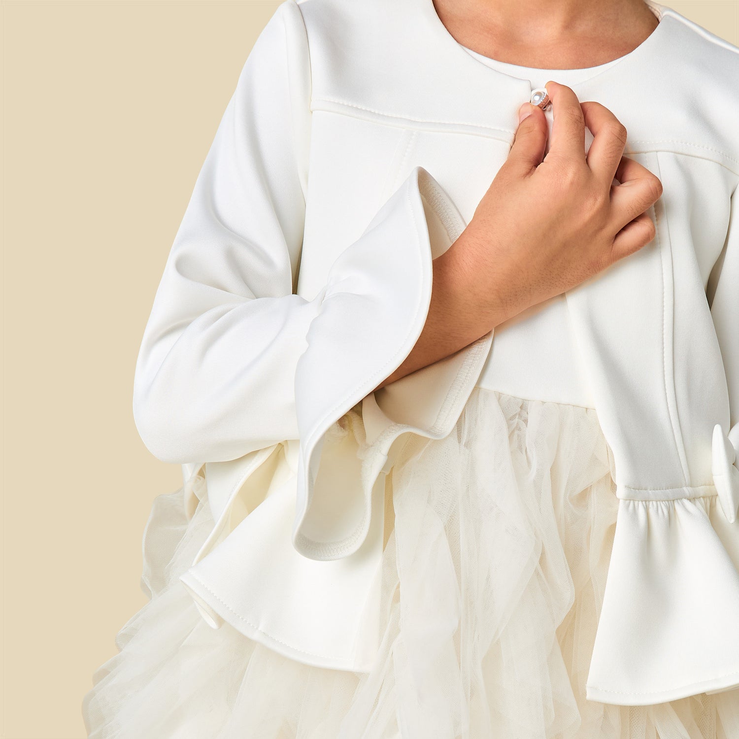 Juniors Round Neck Sleeveless Dress with Peplum Jacket