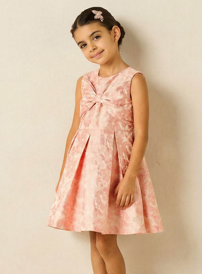 Juniors Round Neck Sleeveless Dress with Floral Print-girls-clothing-dressesandjumpsuits-image-1