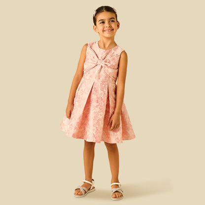 Juniors Round Neck Sleeveless Dress with Floral Print