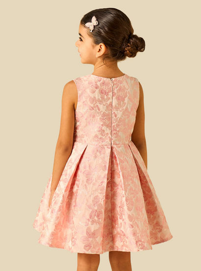 Juniors Round Neck Sleeveless Dress with Floral Print-girls-clothing-dressesandjumpsuits-image-3