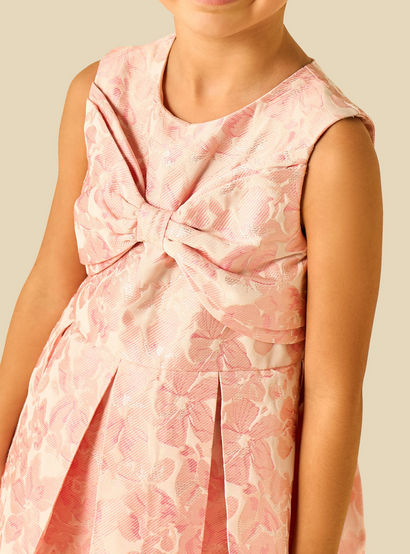 Juniors Round Neck Sleeveless Dress with Floral Print-girls-clothing-dressesandjumpsuits-image-4