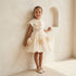 Juniors Round Neck Sleeveless Dress with Cape - Cream / 1-2 yrs