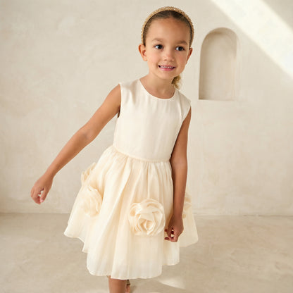 Juniors Round Neck Sleeveless Dress with Cape