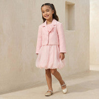 Juniors Sleeveless Dress with Floral Textured Collared Blazer-undefined-image-1
