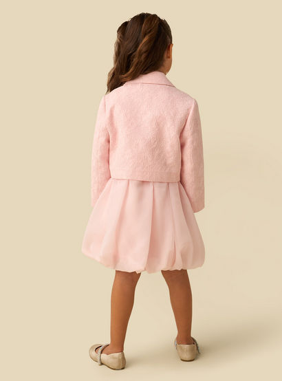 Juniors Sleeveless Dress with Floral Textured Collared Blazer-girls-clothing-dressesandjumpsuits-image-3