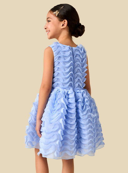 Juniors Round Neck Sleeveless Dress with Ruffle Detail-girls-clothing-dressesandjumpsuits-image-5