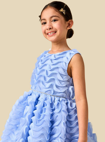 Juniors Round Neck Sleeveless Dress with Ruffle Detail-girls-clothing-dressesandjumpsuits-image-6