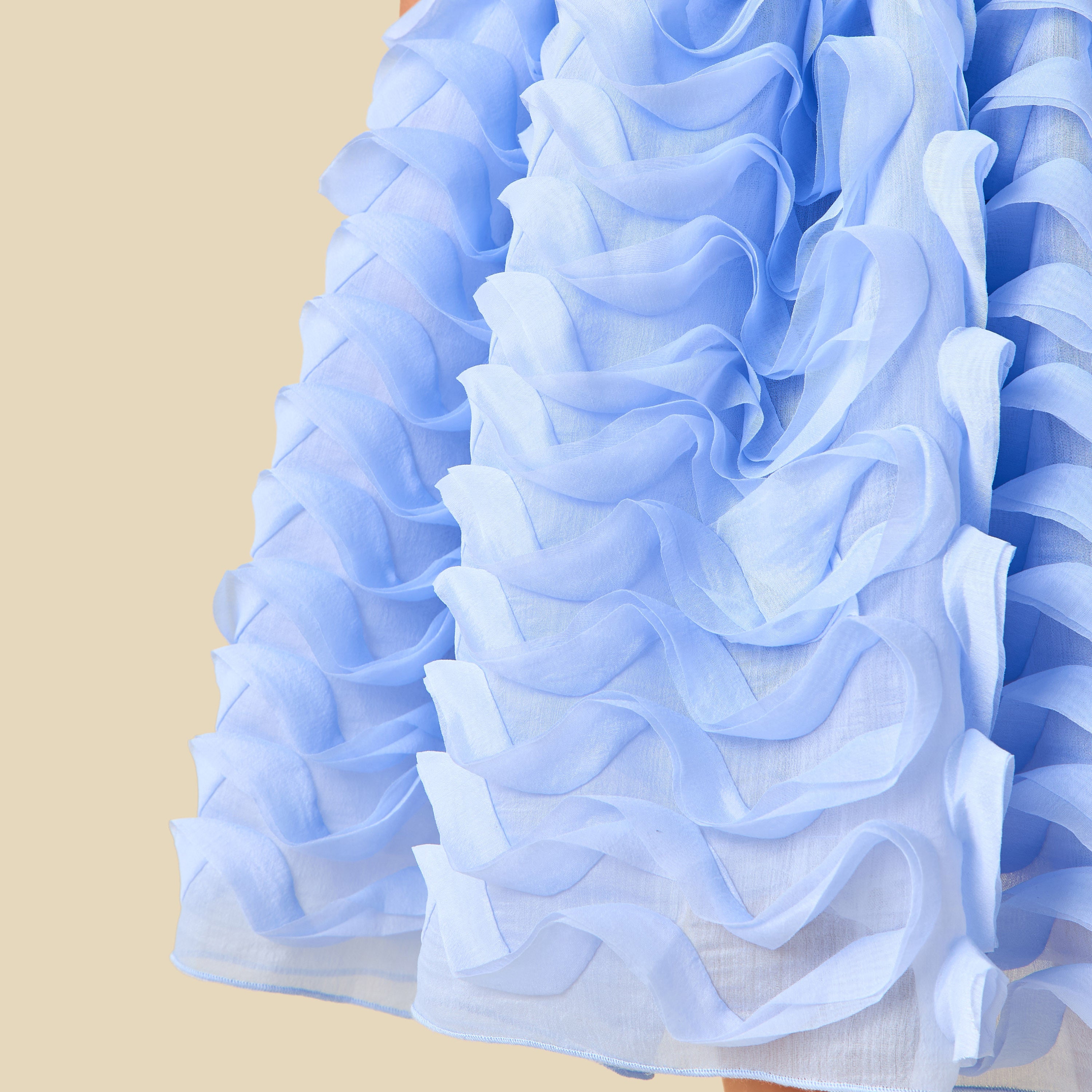 Juniors Round Neck Sleeveless Dress with Ruffle Detail