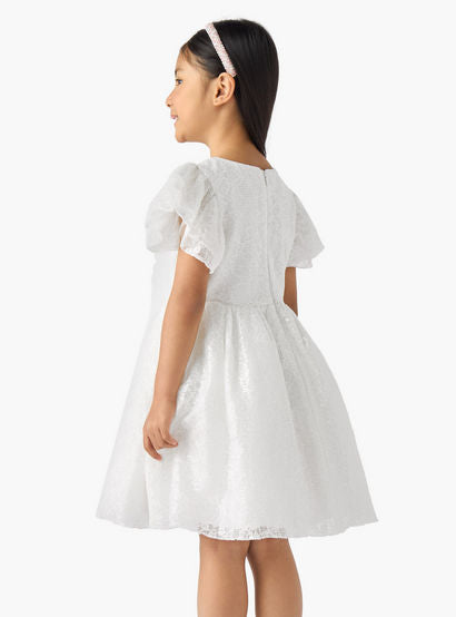 Juniors Round Neck Short Sleeves A-line Dress with Sequin Embellishments-girls-clothing-dressesandjumpsuits-image-3
