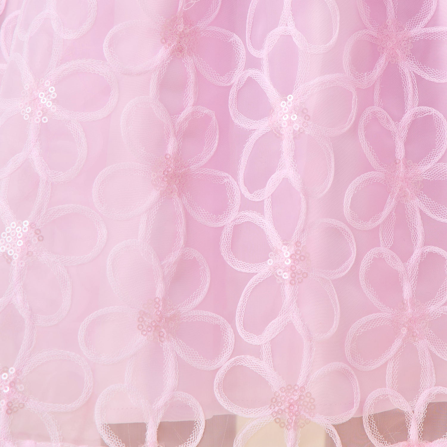 Juniors Round Neck Puff Sleeves Knee Length A-line Prom Dress with Floral Embroidery