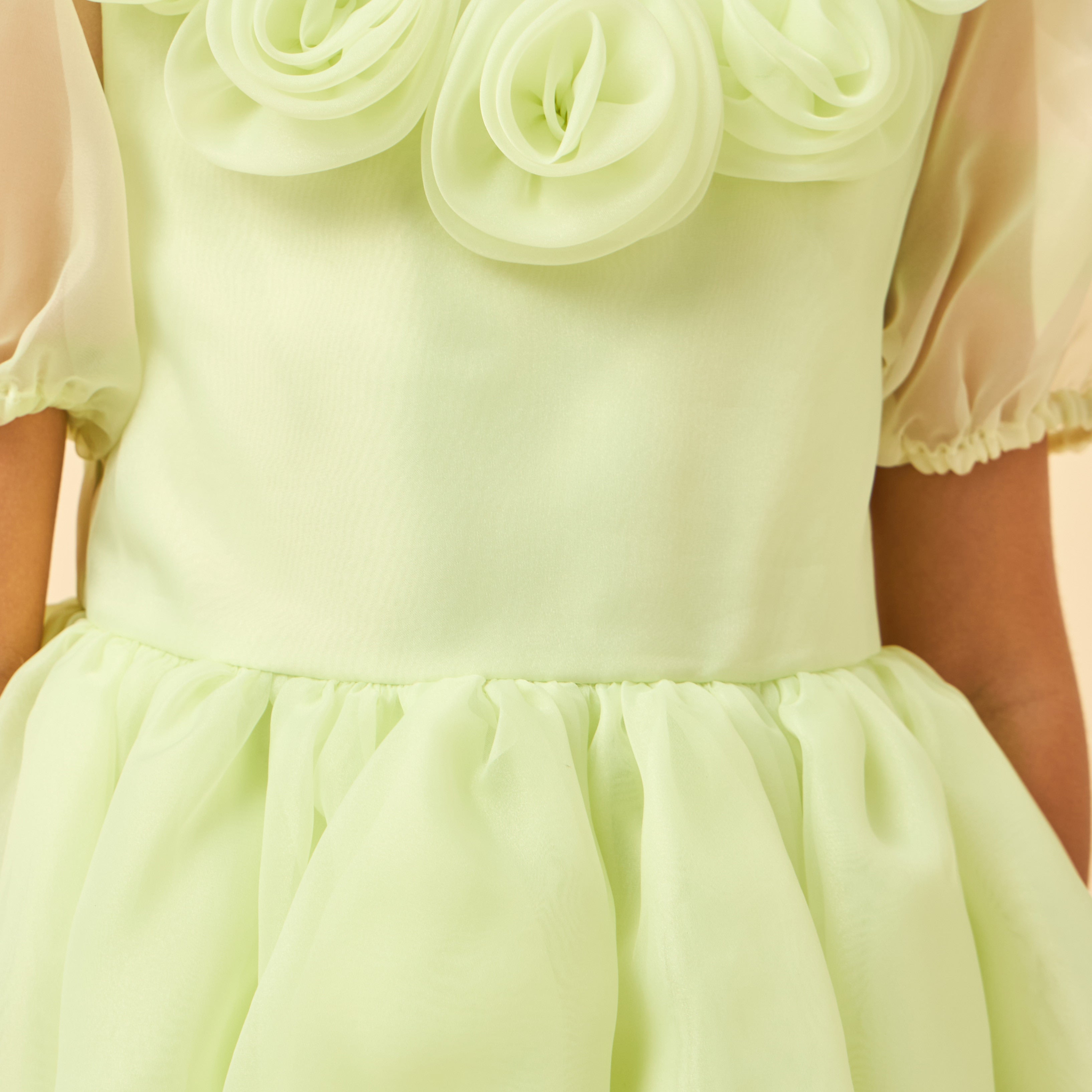 Juniors Round Neck Short Sleeves Dress with Floral Applique