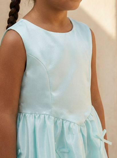 Juniors Round Neck Sleeveless Knee Length A-line Dress with Bow Accent-girls-clothing-dressesandjumpsuits-image-3