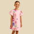 Juniors Round Neck Short Sleeve Dress with Floral Print