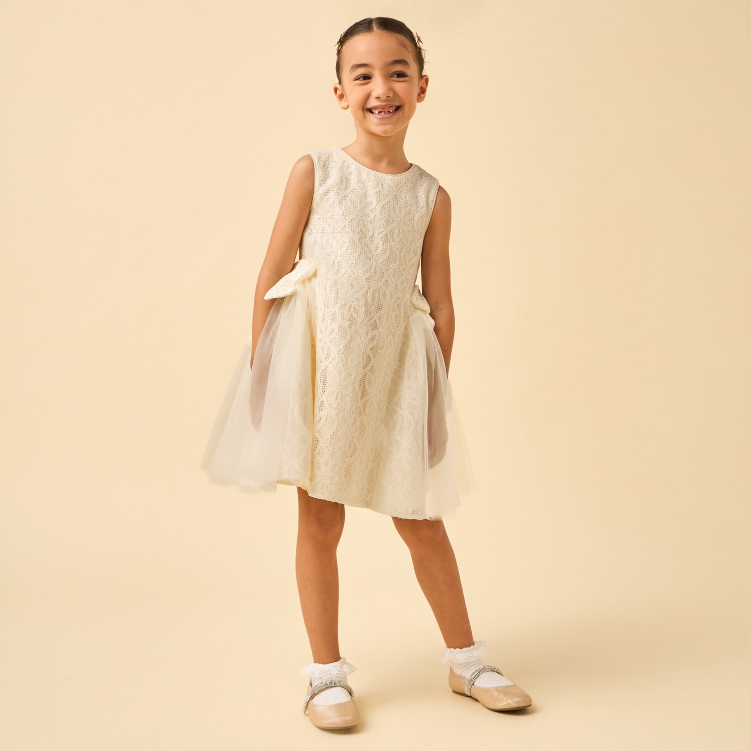 Juniors Round Neck Sleeveless Dress with Sequin Detail