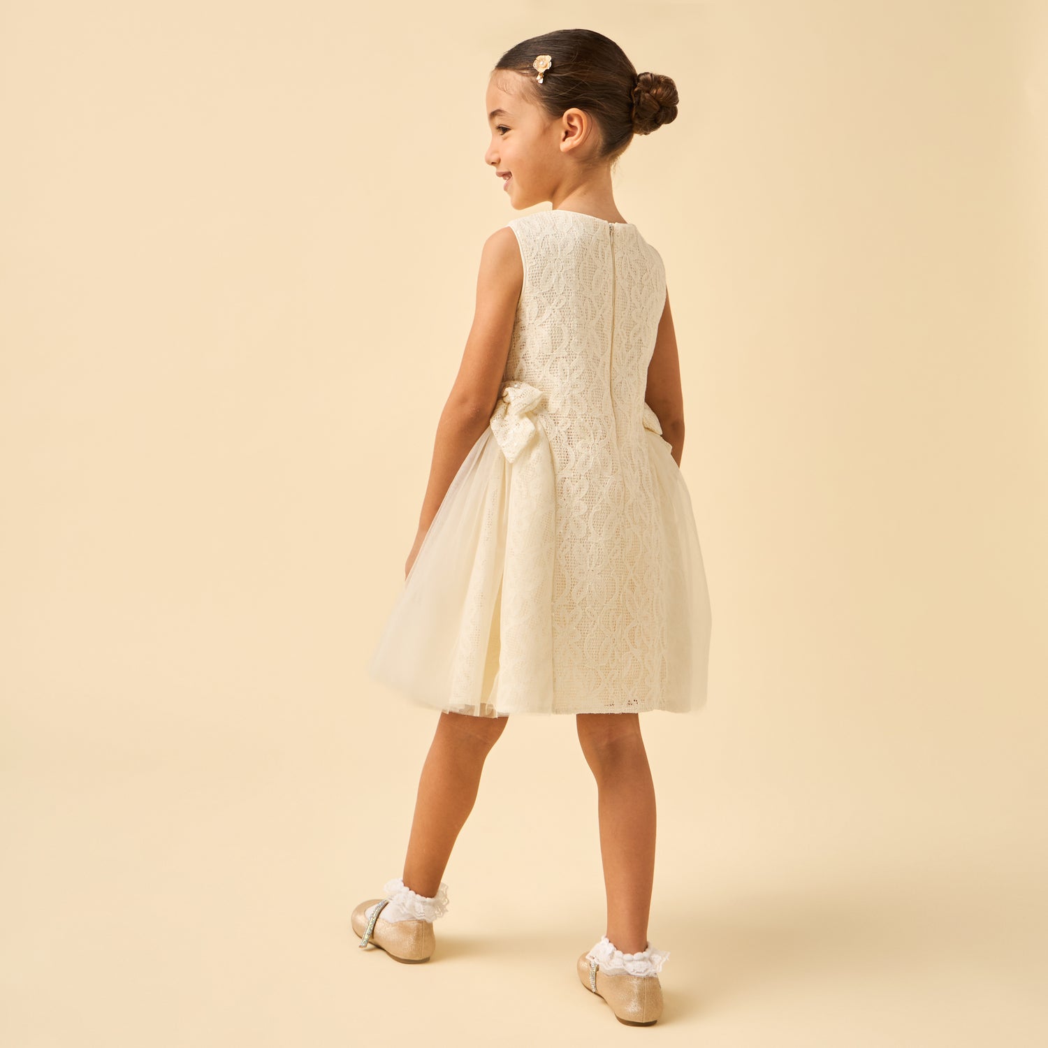 Juniors Round Neck Sleeveless Dress with Sequin Detail