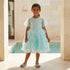 Juniors Round Neck Short Sleeves Knee Length Prom Dress with Ruffles and Sequins - Green / 1-2 yrs