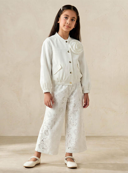 Juniors Round Neck Long Sleeves Jacket and Pants Set with Lace Detail-baby-girls-clothing-setsandcoords-image-1