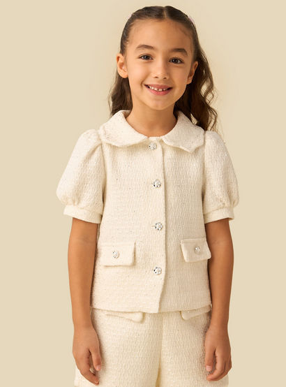 Juniors Collared Short Sleeves Jacket and Shorts Set with Tights-baby-girls-clothing-setsandcoords-image-2
