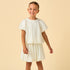 Juniors Crew Neck Short Sleeves Top and Skirt Set with Sequin Detail